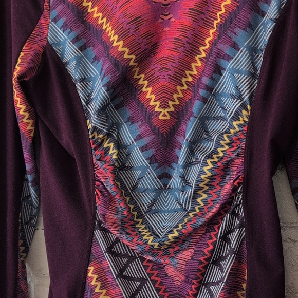 Prana Plum Athletic Zip Pullover with Multicolor Chevron Print - Picture 7 of 8